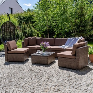 Изображение товара Плетеный модульный диван YR822BB-Brown/Brown Afina