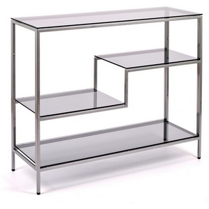 Изображение товара Консольный стол с полкой AllConsoles 1011-CS grey серебряный (прямоугольная столешница, 4 ножки)