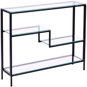 Изображение товара Консольный стол с полкой AllConsoles 1012-CB clear черный муар (прямоугольная столешница, 4 ножки)