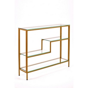 Изображение товара Консольный стол с полкой AllConsoles 1012-CG clear золотой (прямоугольная столешница, 4 ножки)