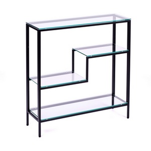 Изображение товара Консольный стол с полкой AllConsoles 1014-CB clear черный муар (прямоугольная столешница, 4 ножки)