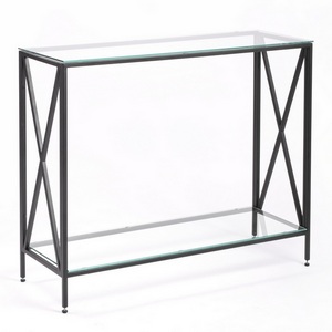 Изображение товара Консольный стол с полкой AllConsoles 1031-CB clear черный муар (прямоугольная столешница, 4 ножки)