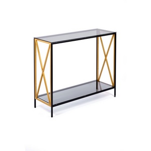 Изображение товара Консольный стол с полкой AllConsoles 1031-CB_G grey черный муар, золотой (прямоугольная столешница, 4 ножки)