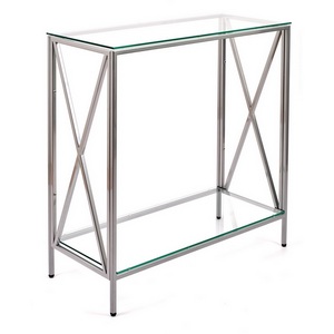 Изображение товара Консольный стол с полкой AllConsoles 1031-CS clear серебряный (прямоугольная столешница, 4 ножки)