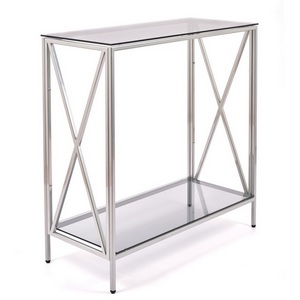 Изображение товара Консольный стол с полкой AllConsoles 1031-CS grey серебряный (прямоугольная столешница, 4 ножки)