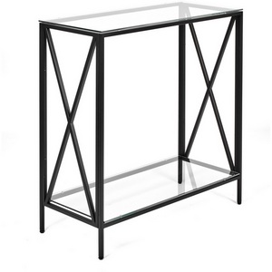 Изображение товара Консольный стол с полкой AllConsoles 1033-CB clear черный муар (прямоугольная столешница, 4 ножки)