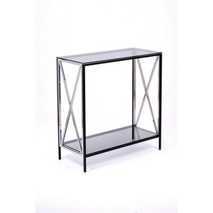 Изображение товара Консольный стол с полкой AllConsoles 1033-CB_S grey черный муар, серебряный (прямоугольная столешница, 4 ножки)