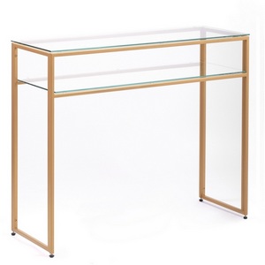 Изображение товара Консольный стол с полкой AllConsoles 1041-CG clear золотой (прямоугольная столешница, I I-образная опора)