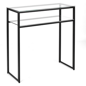 Изображение товара Консольный стол с полкой AllConsoles 1043-CB clear черный муар (прямоугольная столешница, I I-образная опора)