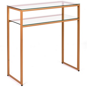 Изображение товара Консольный стол с полкой AllConsoles 1043-CG clear золотой (прямоугольная столешница, I I-образная опора)