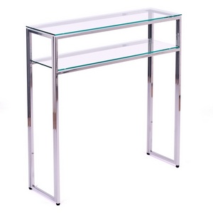Изображение товара Консольный стол с полкой AllConsoles 1044-CS clear серебряный (прямоугольная столешница, I I-образная опора)