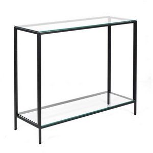 Изображение товара Консольный стол с полкой AllConsoles 1081-CB clear черный муар (прямоугольная столешница, 4 ножки)
