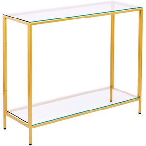 Изображение товара Консольный стол с полкой AllConsoles 1081-CG clear золотой (прямоугольная столешница, 4 ножки)