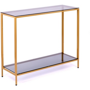 Изображение товара Консольный стол с полкой AllConsoles 1081-CG grey золотой (прямоугольная столешница, 4 ножки)