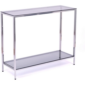 Изображение товара Консольный стол с полкой AllConsoles 1081-CS grey серебряный (прямоугольная столешница, 4 ножки)
