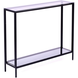 Изображение товара Консольный стол с полкой AllConsoles 1082-CB grey черный муар (прямоугольная столешница, 4 ножки)