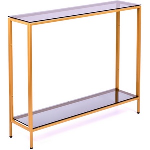 Изображение товара Консольный стол с полкой AllConsoles 1082-CG grey золотой (прямоугольная столешница, 4 ножки)