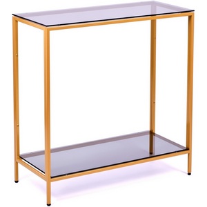 Изображение товара Консольный стол с полкой AllConsoles 1083-CG grey золотой (прямоугольная столешница, 4 ножки)