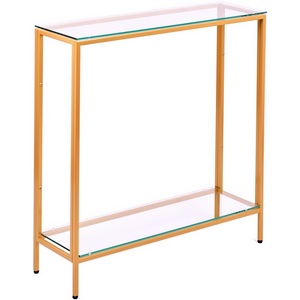 Изображение товара Консольный стол с полкой AllConsoles 1084-CG clear золотой (прямоугольная столешница, 4 ножки)