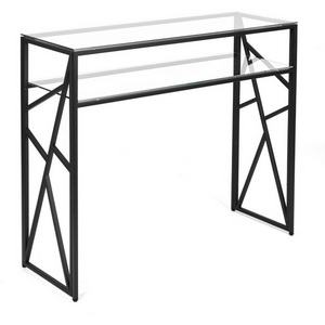 Изображение товара Консольный стол с полкой AllConsoles 1091-CB clear черный муар (прямоугольная столешница, I I-образная опора)