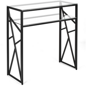 Изображение товара Консольный стол с полкой AllConsoles 1093-CB clear черный муар (прямоугольная столешница, I I-образная опора)