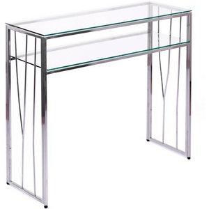 Изображение товара Консольный стол с полкой AllConsoles 1121-CS clear серебряный (прямоугольная столешница, I I-образная опора)
