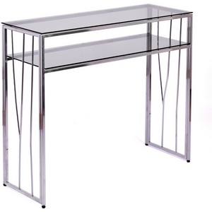 Изображение товара Консольный стол с полкой AllConsoles 1121-CS grey серебряный (прямоугольная столешница, I I-образная опора)