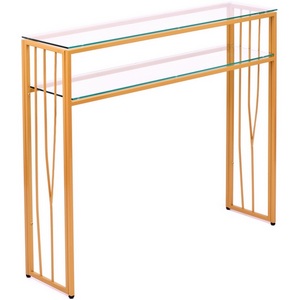 Изображение товара Консольный стол с полкой AllConsoles 1122-CG clear золотой (прямоугольная столешница, I I-образная опора)