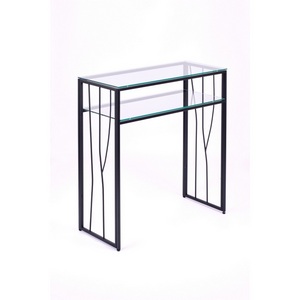 Изображение товара Консольный стол с полкой AllConsoles 1123-CB clear черный муар (прямоугольная столешница, I I-образная опора)