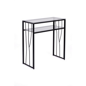 Изображение товара Консольный стол с полкой AllConsoles 1123-CB grey черный муар (прямоугольная столешница, I I-образная опора)