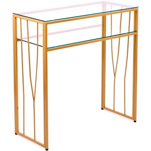 Изображение товара Консольный стол с полкой AllConsoles 1123-CG clear золотой (прямоугольная столешница, I I-образная опора)