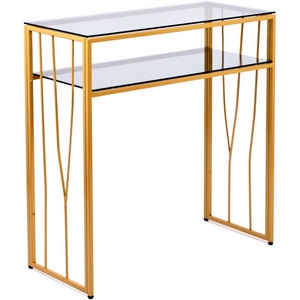 Изображение товара Консольный стол с полкой AllConsoles 1123-CG grey золотой (прямоугольная столешница, I I-образная опора)