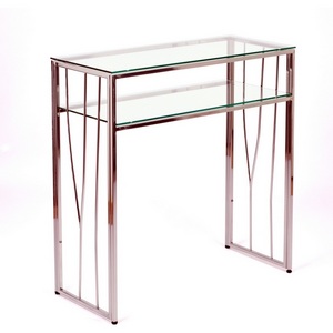 Изображение товара Консольный стол с полкой AllConsoles 1123-CS clear серебряный (прямоугольная столешница, I I-образная опора)