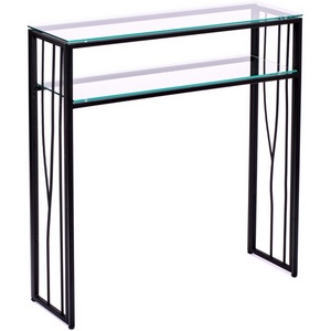 Изображение товара Консольный стол с полкой AllConsoles 1124-CB clear черный муар (прямоугольная столешница, I I-образная опора)
