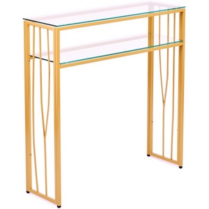 Изображение товара Консольный стол с полкой AllConsoles 1124-CG clear золотой (прямоугольная столешница, I I-образная опора)