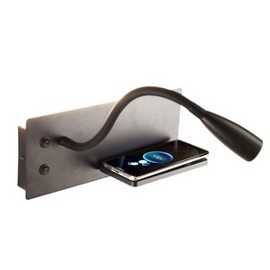 Изображение товара Настенный светильник светодиодный для чтения с выключателем с полкой AM Group AM483 AM483 BK