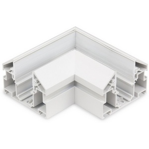 Изображение товара Угловой соединитель горизонтальный для шинопровода с закладным профилем белый для натяжного потолка ПВХ 48V AM Group MAGNET AM538 WH