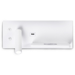Изображение товара Настенный светодиодный светильник с выключателем для чтения, USB и беспроводной зарядкой и с полкой Ambrella Wall FW2971