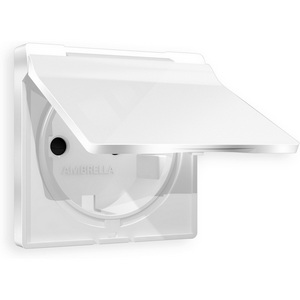 Изображение товара Лицевая панель Ambrella Volt ALFA (Белый глянец) для электрической розетки с заземлением со шторками и крышкой IP44 QUANT AP1080