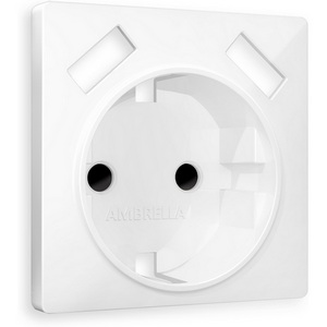 Изображение товара Лицевая панель Ambrella Volt ALFA (Белый глянец) для электрической розетки с заземлением со шторками 2USB QUANT AP1090