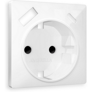 Изображение товара Лицевая панель Ambrella Volt ALFA (Белый глянец) для электрической розетки с заземлением со шторками 2USB A+C QUANT AP1100