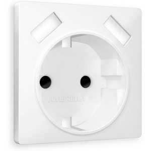 Изображение товара Лицевая панель Ambrella Volt ALFA (Белый матовый) для электрической розетки с/з со шторками 2USB A+A QUANT AP1290