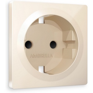 Изображение товара Лицевая панель Ambrella Volt ALFA (Бежевый глянец) для электрической розетки с заземлением и шторками QUANT AP3070