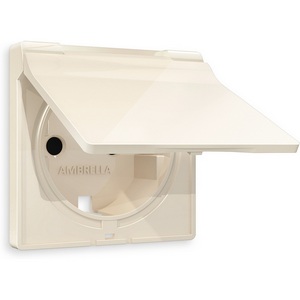 Изображение товара Лицевая панель Ambrella Volt ALFA (Бежевый глянец) для электрической розетки с заземлением со шторками и крышкой IP44 QUANT