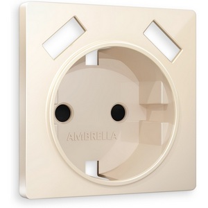 Изображение товара Лицевая панель Ambrella Volt ALFA (Бежевый глянец) для электрической розетки с заземлением со шторками 2USB A+A QUANT AP3090