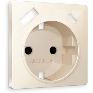 Изображение товара Лицевая панель Ambrella Volt ALFA (Бежевый глянец) для электрической розетки с заземлением со шторками 2USB A+C QUANT AP3100