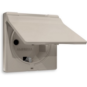 Изображение товара Лицевая панель Ambrella Volt ALFA (Серо-бежевый матовый) для электрической розетки с/з со шторками и крышкой IP44 QUANT AP3680