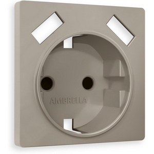 Изображение товара Лицевая панель Ambrella Volt ALFA (Серо-бежевый матовый) для электрической розетки с/з со шторками 2USB A+A QUANT AP3690