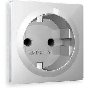 Изображение товара Лицевая панель Ambrella Volt ALFA (Серебро глянец) для электрической розетки с заземлением со шторками QUANT AP4070