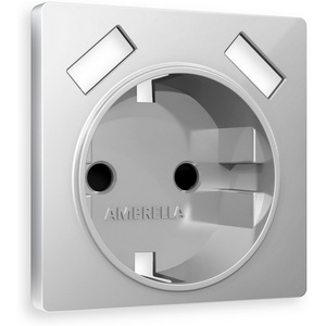 Изображение товара Лицевая панель Ambrella Volt ALFA (Серебро глянец) для электрической розетки с заземлением со шторками 2USB A+A QUANT AP4090